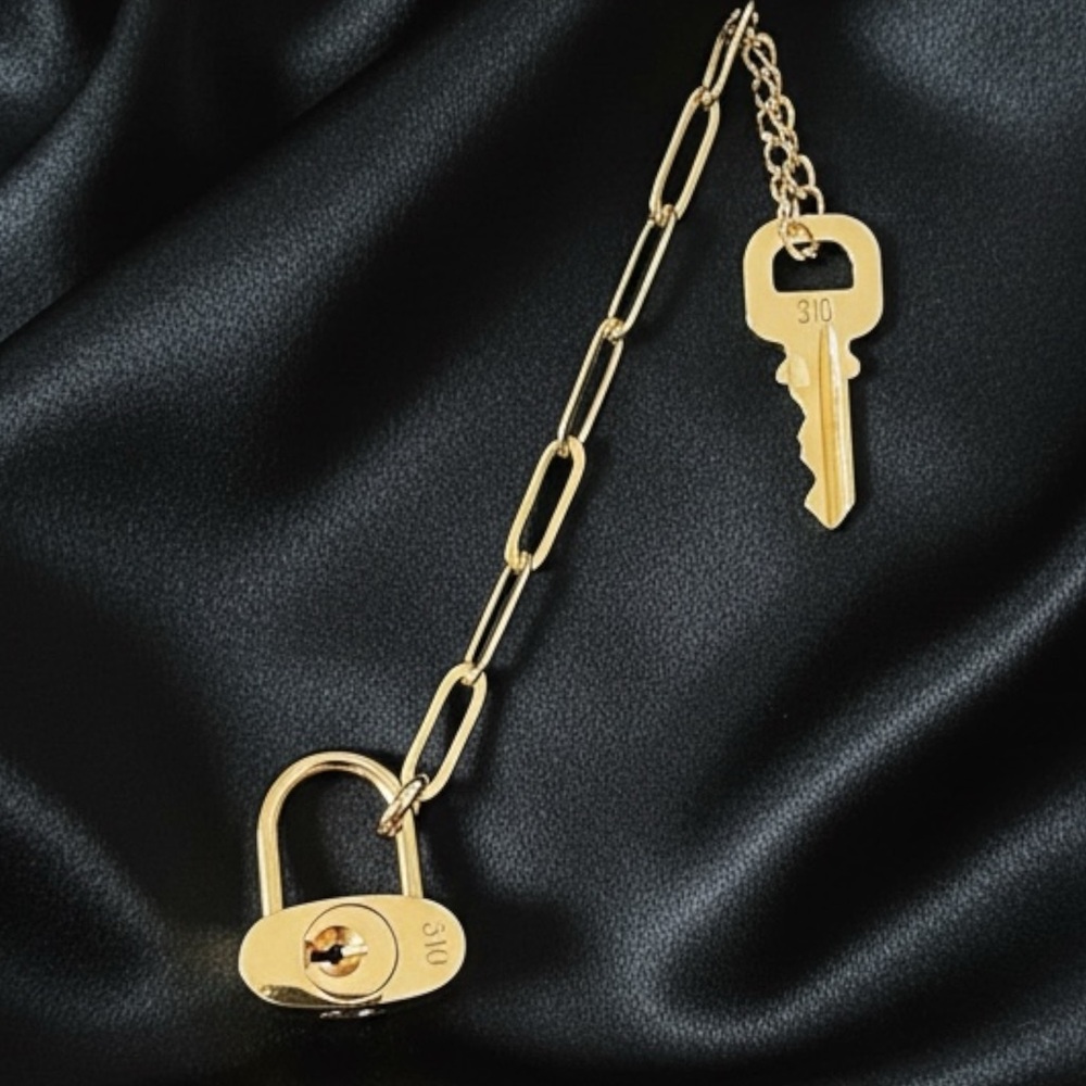 LOUIS VUITTON Lock & Key w/Unbranded Gold-Over-925-Silver  Paperclip Chain ✨NEW✨ - Picture 10 of 12
